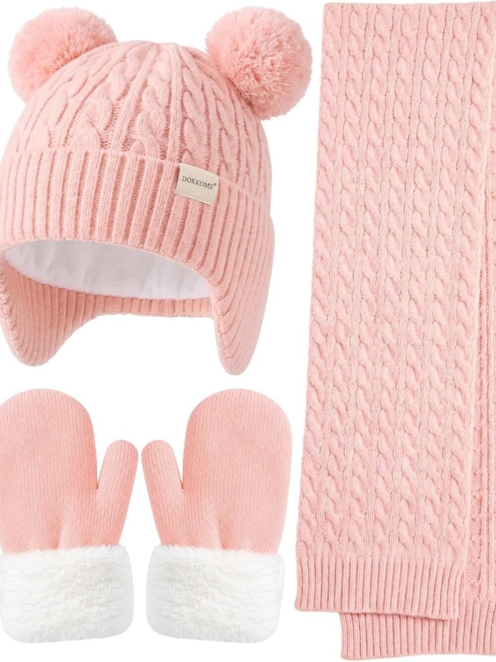 Cozy Baby Beanie, Mittens & Scarf Set - Fleece Lined Winter Hat & Gloves for
